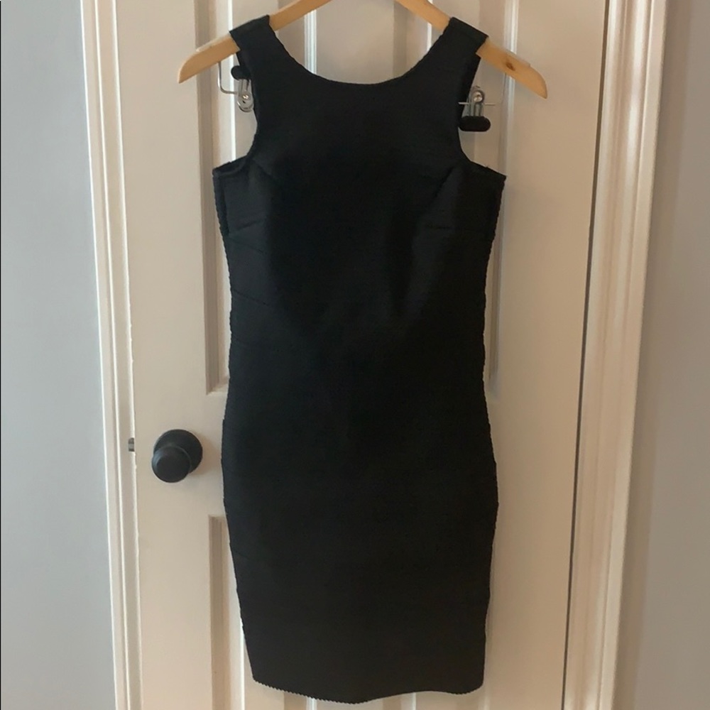 Form fitting River Island textured dress with wide strap ack and gold zipper
